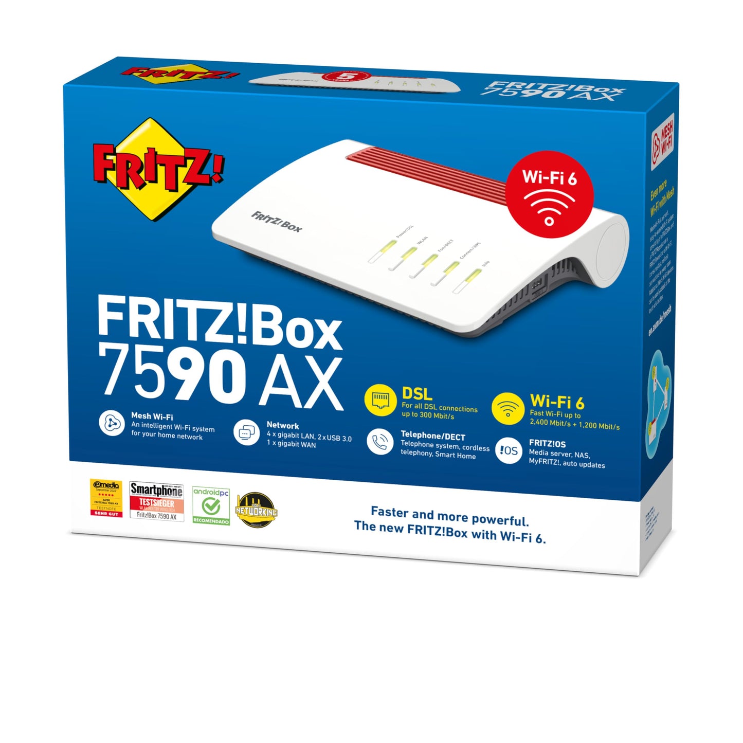 FRITZ!Box 7590 AX Exclusive – Wi-Fi 6 DSL-Router mit Mesh, DECT & USB-Stick