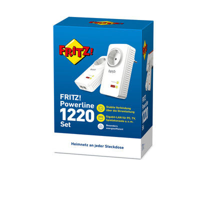 FRITZ!Powerline 1220 Set – 1.200 MBit/s mit 2x Gigabit-LAN pro Adapter